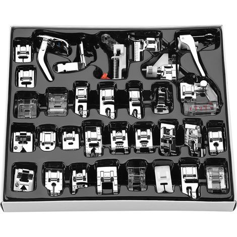 Pied-de-biche, kit de pieds tissu fixe 32 fonctions différentes pour machine à coudre (1/5)