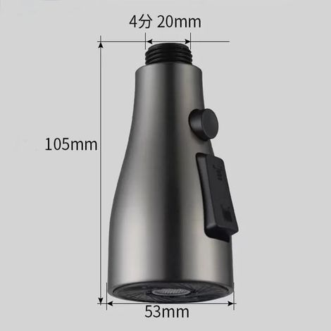 Accessoires pour robinetterie de cuisine (gris) : buse de douchette de rechange à 3 modes, en ABS, pour lavabo, évier et douche, raccord 1/2". (1/5)