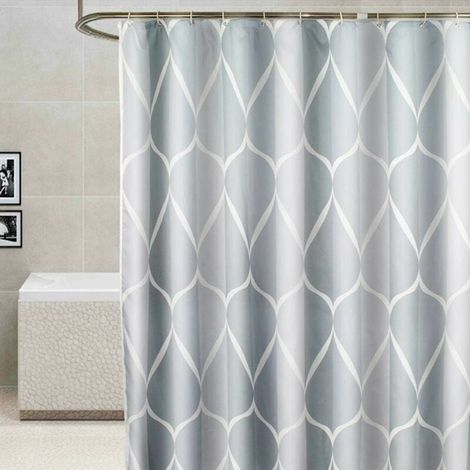 Rideau de douche de qualité supérie en tissu anti-moisissure imperméable avec 12 anneaux de rideau de douche pour salle de bain gris 240x200cm (1/4)