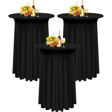 Lot de 3 jupes de table en Spandex pour tables hautes 80x110cm Noir