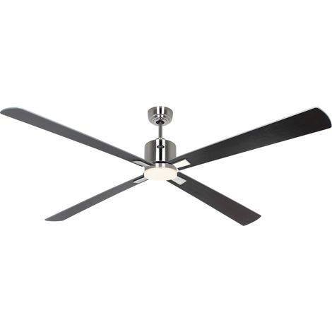 Ventilateur de plafond ECO NEO III 180, Chrome brossé - Wengé/Argent, Wi-Fi avec éclairage (1/2)
