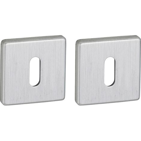 Coppia borchie, rosetta quadrata Zibel 50X50 foro per chiave, cromo satinato - THIRARD