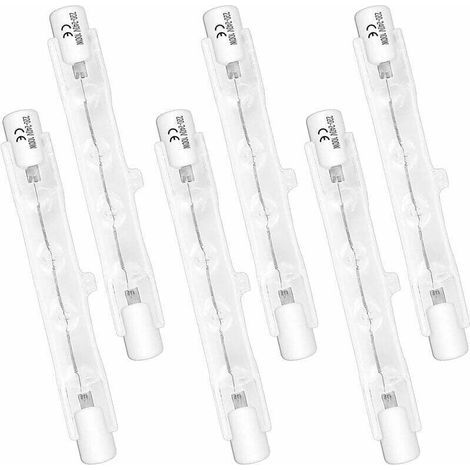 Lot de 6 Ampoules Halogènes R7S 78mm 100W 230V, Lampe à Tube Halogène Dimmable, Lumière Blanche Chaude 2700K, Flux Lumineux de 1500LM, Projecteurs Halogènes Linéaires (1/5)