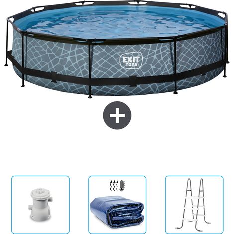 Exit Pool Rund - Steinoptik - 360x76 cm - 4-teilig SCB95 (1/4)
