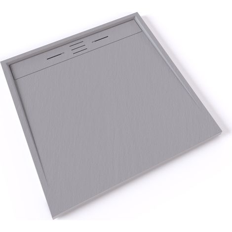 HIEMAL Receveur de douche 100 x 100 cm résine Gris aspect ardoise + bonde incluse - Salle de bain