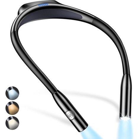 Rechargeable Neck Reading Lamp, Bedside Reading Light - Stepless Dimming & 3 Eye-Protecting Colors with Memory Function, 80+ Hour Battery Life, Ergonomic Neck & Flexible Arm (1/5)