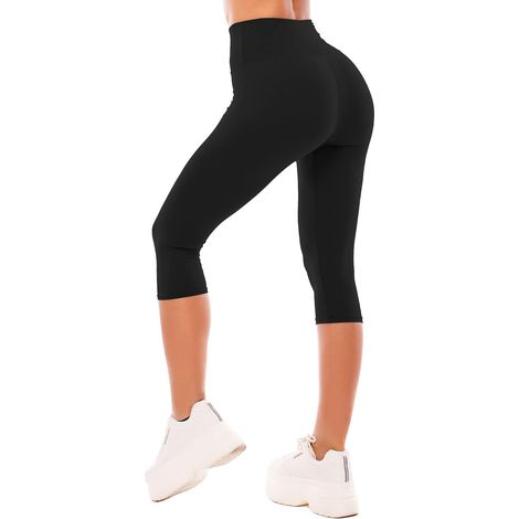 SINOPHANT Women's 3/4 Leggings, Sports Trousers, Jegging, High Waisted Yoga Opaque Soft Capri Trousers (1/5)
