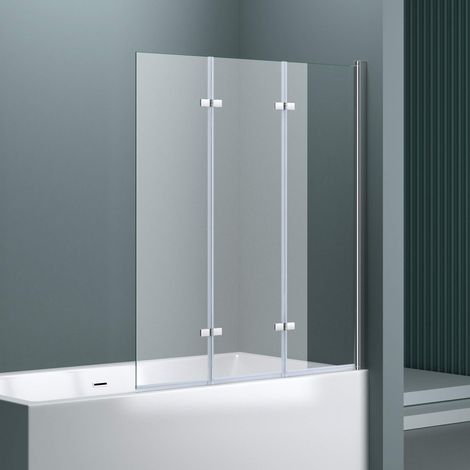 doporro Parete Vasca da Bagno Doccia130x140cm, Parete Sopravasca Doccia Destra Vetro Trasparente 6mm Cortona116R
