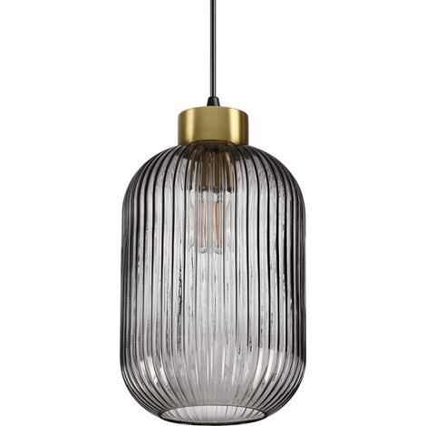 Sospensione Vintage-Decò Mint-3 Metallo Fumè 1 Luce E27 (1/2)
