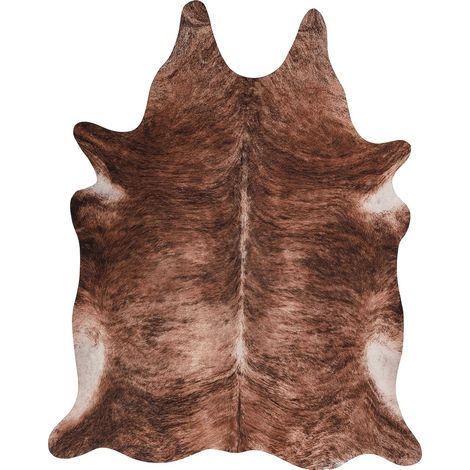 Tapis imitation fourrure marron motif peau de vache - marron chocolat et caramel naturel (1/3)