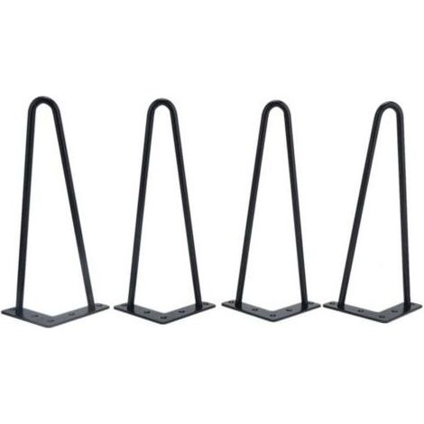 Lot de 4 pieds de table et de bureau en fer noir, accessoires pour la maison, pour meubles artisanaux et de bricolage, 30,5 cm (1/4)