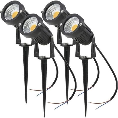 Lot de 4 Spot LED Cob 5W 220V Spots Jardin Orientables avec Piquet Luminaires Extérieur Jardin Terrasse(Blanc chaud) (1/4)