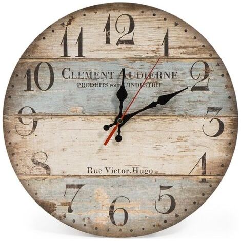 Horloge murale rétro européenne pastorale salon horloge murale décoration simple horloge murale en bois horloge murale à quartz
