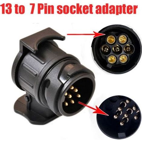 13-poliger auf 7-poliger Adapter – Anhängerstecker – Kompatibel mit Wohnwagen, Traktoren und Fahrradträgern – Entspricht europäischen Normen – 1 Stück (1/5)