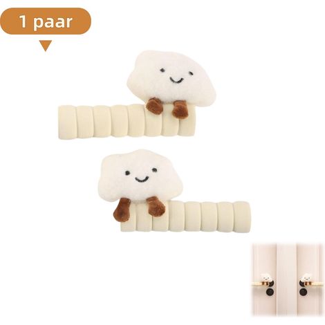 paire - Protections de poignée de porte en forme de nuage - Antistatiques - Résistantes aux chocs et aux impacts - Jolies protections décoratives pour poignées de porte de chambre - Blanc - 2,5 x 13,5 (1/5)