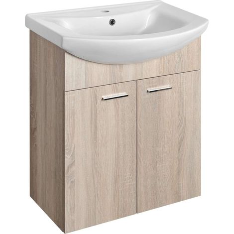 Aqualine Zoja - Mobiletto per lavabo 62x74x33 cm, rovere platino, 2 ante 51163 (1/5)