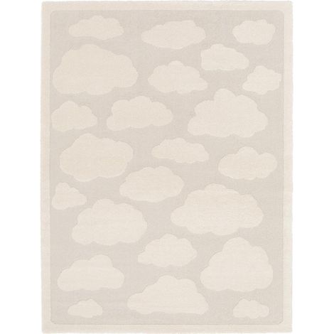 Tapis enfant tissé 80x150 crème rectangle – Poils ras – Polypropylène – Anti-poussière et hydrofuge – Certifié OEKO-TEX® STANDARD 100 – Unamourdetapis
