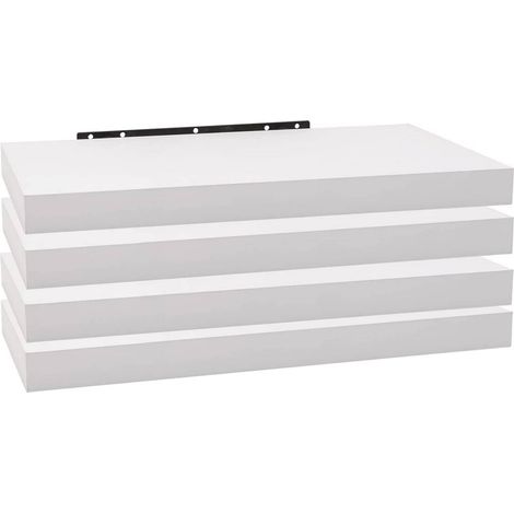 WOLTU 4x Mensola da Muro Scaffale Sospeso a Parete Piccola 60x22.9x3.8cm Bianco