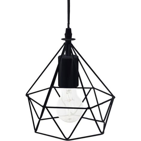 Lampe Suspension Métal "Fils" 19cm Noir (1/2)