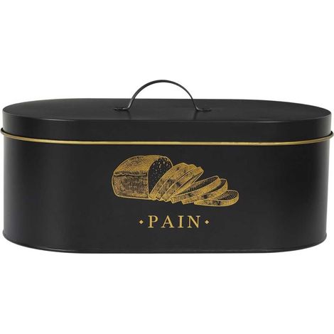 Boîte de rangement en métal noir et doré pour pain - LUXOR