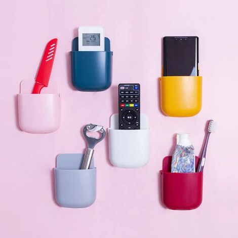Supporto per telecomando da parete da 6 pezzi, contenitore portaoggetti da parete, supporto per cellulare da parete - 6 colori (1/4)