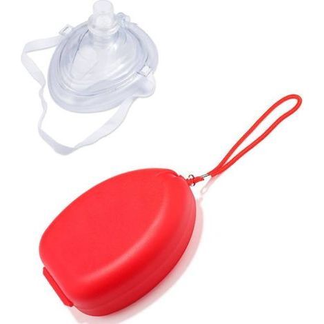 Masque de réanimation cardio-pulmonaire (RCP) pour adulte/enfant, avec valve unidirectionnelle, étui rigide et dragonne (1/5)