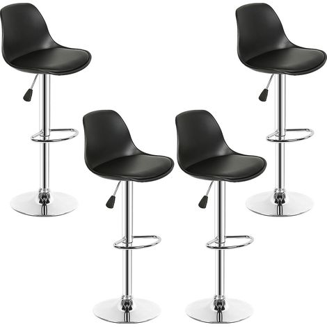 Aqrau 4 Tabouret de bar coussin PU noir