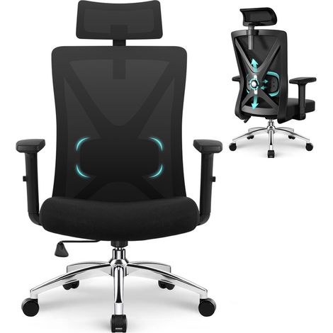 Sedia ufficio ergonomica con supporto lombare regolabile,sedia da ufficio con braccioli regolabili e base in metallo, sedia ergonomica con funzione dondolo fino 135°