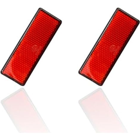 Dickno Lot de 2 réflecteurs M6 x 1,0 pour moto, vélo, scooter - Support à vis en plastique - Réfléchissants universels pour moto - Rouge rectangulaire - 87 x 32 mm (1/5)