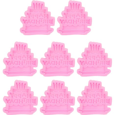 Moule en silicone 8 pièces thème anniversaire, qualité alimentaire, facile à nettoyer, polyvalent pour chocolat, gâteau, savon DIY. (1/5)