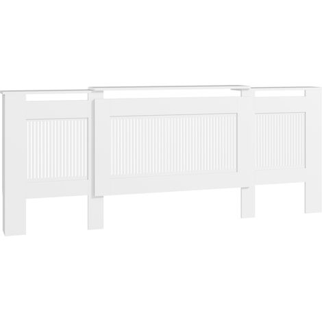 Cache-radiateur extensible avec tablette, lamelles de ventilation, blanc, 125-201 x 19 x 81,5 cm (1/5)