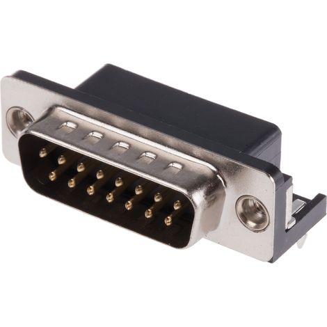 Connecteur Sub-D RS PRO 15 voies Mâle Traversant Angle droit (1/2)