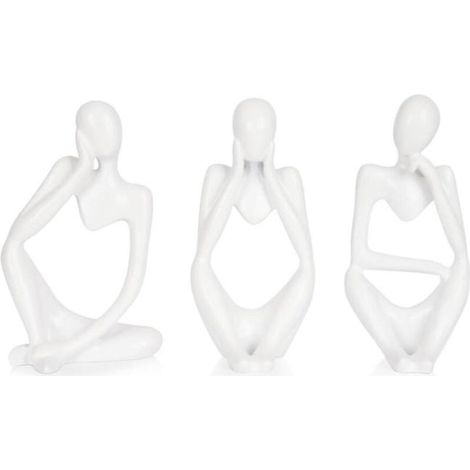 Escultura abstracta de resina, estilo El Pensador, blanca, juego de 3 piezas  Pequeñas estatuas coleccionables, objetos decorativos de estilo modern (1/5)