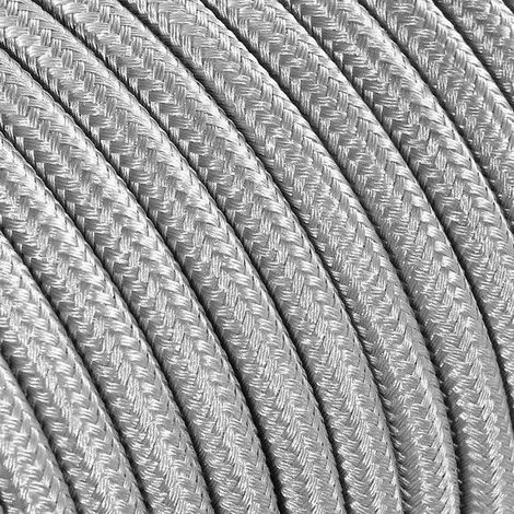 Fil Électrique Tissu Argent 2x0,75mm² - Câble Électrique Textile de Qualité