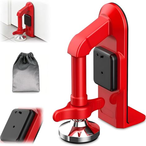 Portable hotel door stop for travel safety with 80 dB alarm and sturdy alloy construction, no-drill door stop, hotel/dormitory safety lock, instant installation for women and (1/5)