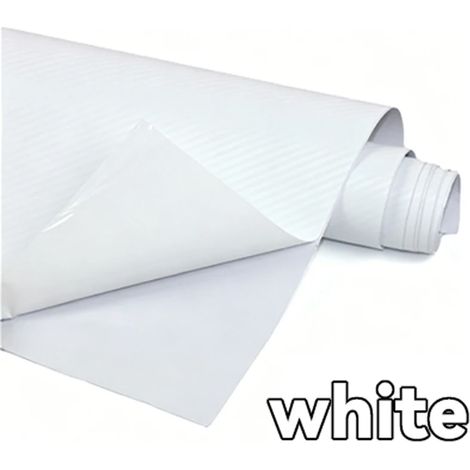 (BLANC - 10 x 150 cm) Film adhésif vinyle imitation fibre de carbone 3D, imperméable, pour voiture et moto. Convient pour la personnalisation de votre véhicule. (1/4)