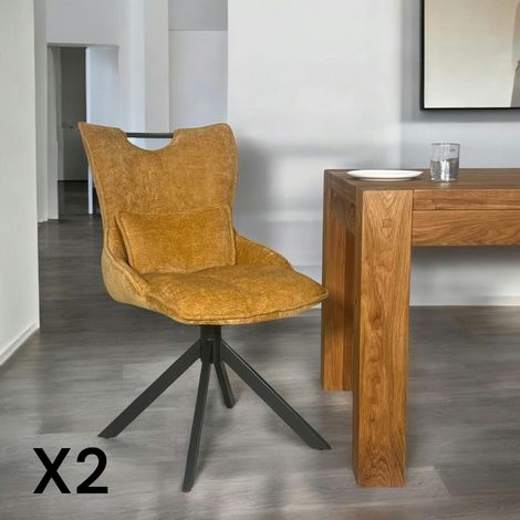 Chaise pivotante coussin et poignée tissu ocre (lot de 2) IENA (1/5)