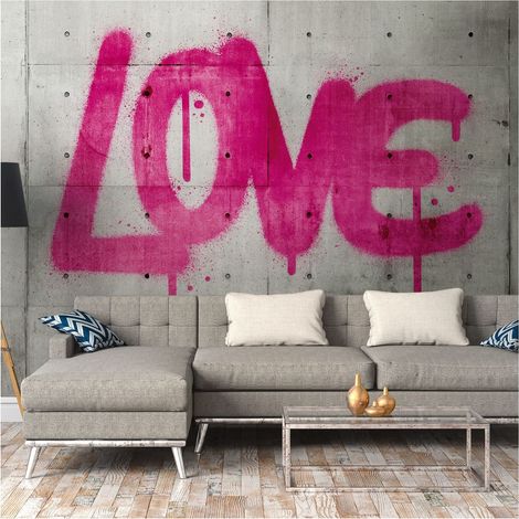 Sfondo fotografico Profhome 382651 Carta da parati TNT goffrata a caldo liscia con aspetto concreto opaca grigio rosa-fucsia 3,71 m x 2,8 m (1/4)
