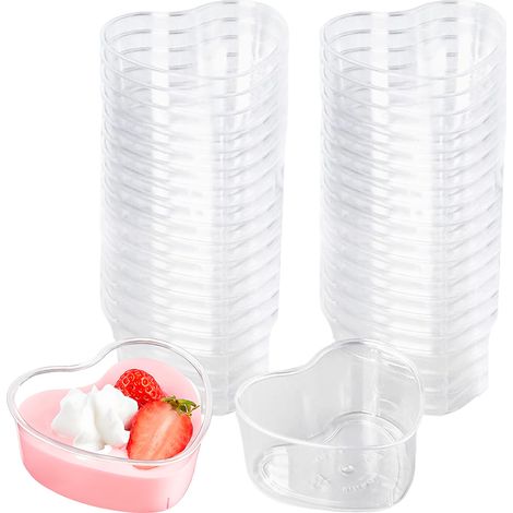 50 verres à dessert en plastique, transparents, réutilisables, 120–170 ml, pour mousse, pudding, yaourt et buffets (1/5)