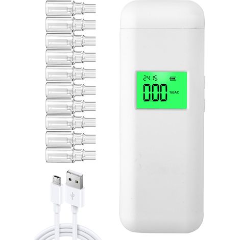 Etilometro ricaricabile tramite porta USB Type-C, schermo LCD