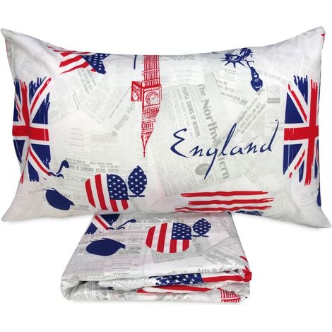 COPRIPIUMINO BANDIERA INGLESE e AMERICANA apple and Sherlock Holmes Cm. 250x200