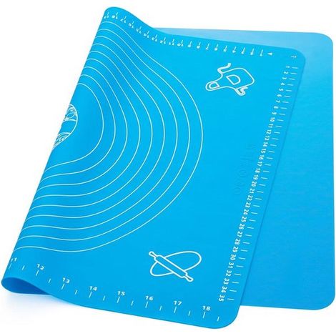 Tapis de cuisson en silicone Elkuaie, extra épais et antiadhésif, 1 pièce, pour étaler la pâte et préparer des pizzas (bleu) (1/5)