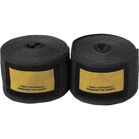 2 Paires Bandages de Boxe Sportifs, Bandes Mains Kickboxing, Protège-Poings Thai, Combat, Noir (1/5)