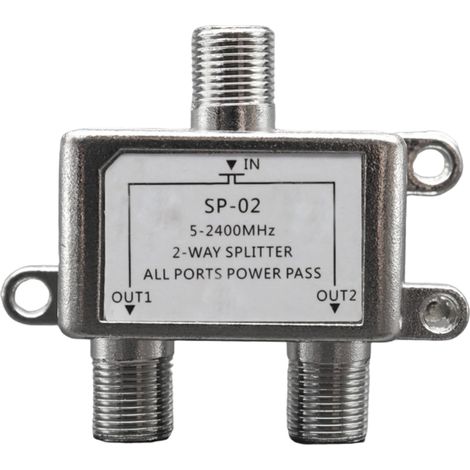 Répartiteur satellite 2 voies pour un fonctionnement simultané - 2 récepteurs - Répartiteur de qualité supérieure pour satellites - Câble d'antenne pour téléviseur HD/UHD 4K - DVB-S/S2, DVB-T/T2, (1/5)