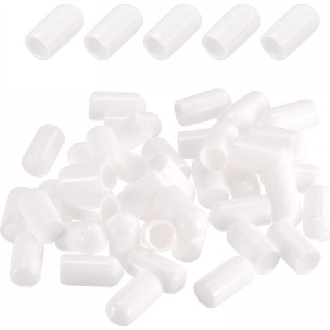 50 Paquet 7mm ID Blanc Vis Filetage Protecteurs Caoutchouc Terminal Capuchons Boulon Couvercles pour Vis Boulon Meubles Tuyau (1/5)