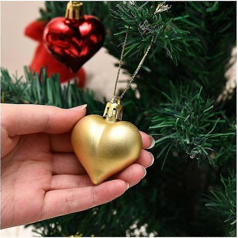 72 boules de Noël décoratives, breloques en forme de cœur, décoration de fête de Noël, décoration intérieure yuante (1/5)