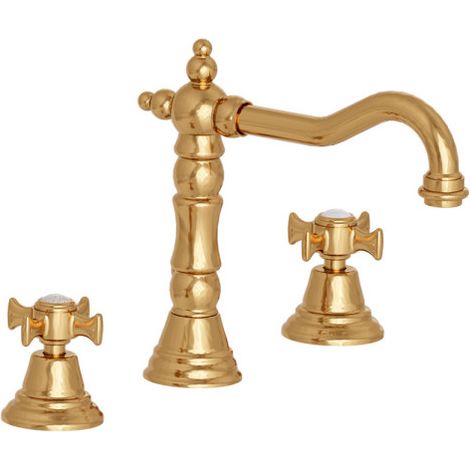 Lavabo Chambord 3 Trous Bec Potence Doré + Vidage - CRISTINA ONDYNA CH11256P