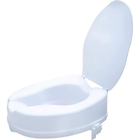 WC-Sitzerhöhung 10 cm – 1 Stück – Weißes Polypropylen – Belastbar bis 150 kg (mit Deckel) – Für Senioren und Schwangere – 40 x 35 cm (1/5)