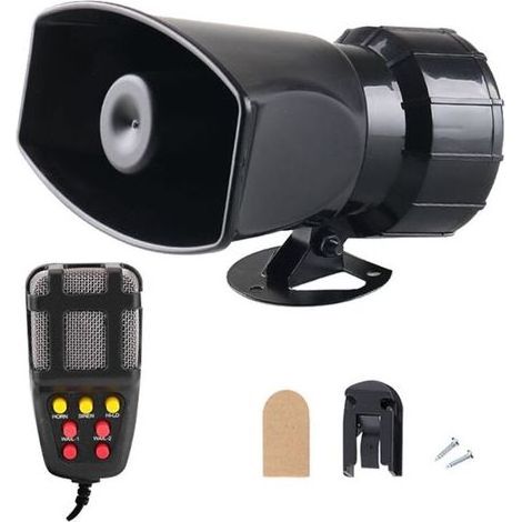 Sjlerst – Sirène d'alarme 12V pour voiture, camion, bateau – 7 sons : klaxon, alarme incendie, ambulance, police – Puissance 100W, 120 dB (1/5)