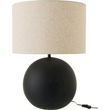 Lampe de table boule en céramique noire - noir et beige (1/3)